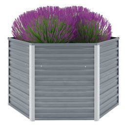 Garden Raised Bed Galvanized Steel 50.8"x50.8"x31.3" Gray