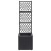 Trellis Raised Bed with 1 Pot 11.8"x11.8"x42.1" Poly Rattan Black